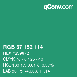 カラーコード: RGB 37 152 114 | qconv.com