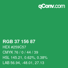 Color code: RGB 37 156 87 | qconv.com