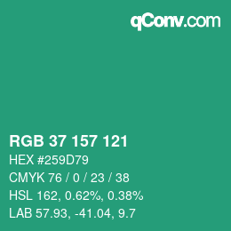 カラーコード: RGB 37 157 121 | qconv.com