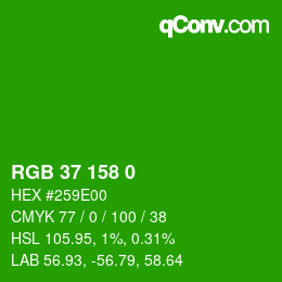 颜色代码: RGB 37 158 0 | qconv.com