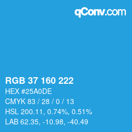 Color code: RGB 37 160 222 | qconv.com