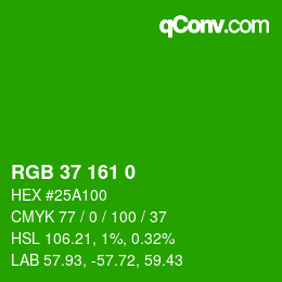 Color code: RGB 37 161 0 | qconv.com