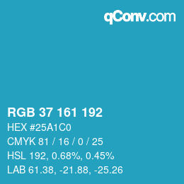 Color code: RGB 37 161 192 | qconv.com