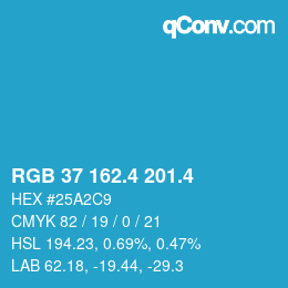 カラーコード: RGB 37 162.4 201.4 | qconv.com