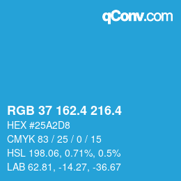 カラーコード: RGB 37 162.4 216.4 | qconv.com