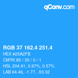 カラーコード: RGB 37 162.4 251.4 | qconv.com
