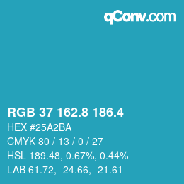 カラーコード: RGB 37 162.8 186.4 | qconv.com