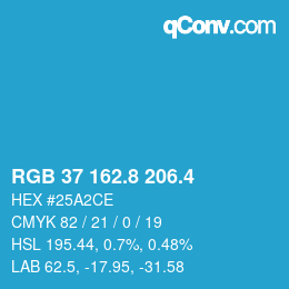 カラーコード: RGB 37 162.8 206.4 | qconv.com