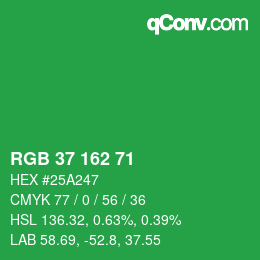 Color code: RGB 37 162 71 | qconv.com