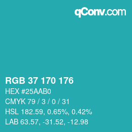 Código de color: RGB 37 170 176 | qconv.com