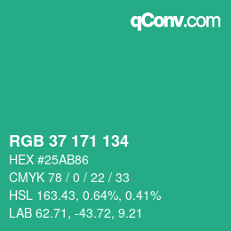 Color code: RGB 37 171 134 | qconv.com