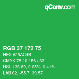 Color code: RGB 37 172 75 | qconv.com