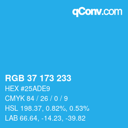カラーコード: RGB 37 173 233 | qconv.com