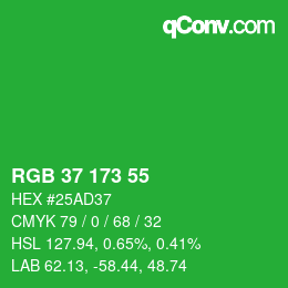 カラーコード: RGB 37 173 55 | qconv.com
