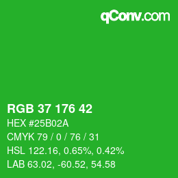 Color code: RGB 37 176 42 | qconv.com