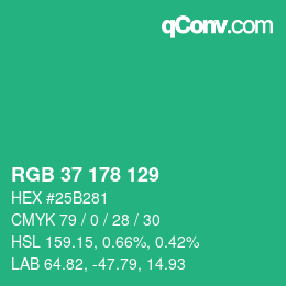 颜色代码: RGB 37 178 129 | qconv.com