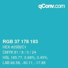 Color code: RGB 37 178 193 | qconv.com