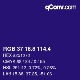 カラーコード: RGB 37 18.8 114.4 | qconv.com