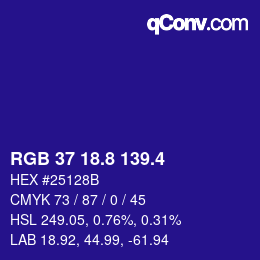 カラーコード: RGB 37 18.8 139.4 | qconv.com