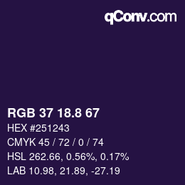 カラーコード: RGB 37 18.8 67 | qconv.com