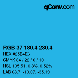 カラーコード: RGB 37 180.4 230.4 | qconv.com