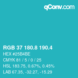 カラーコード: RGB 37 180.8 190.4 | qconv.com