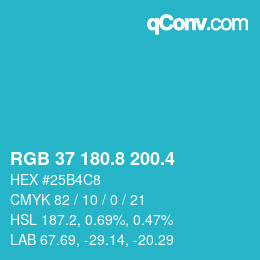カラーコード: RGB 37 180.8 200.4 | qconv.com