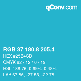 カラーコード: RGB 37 180.8 205.4 | qconv.com