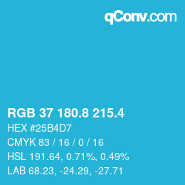 カラーコード: RGB 37 180.8 215.4 | qconv.com