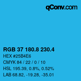 カラーコード: RGB 37 180.8 230.4 | qconv.com