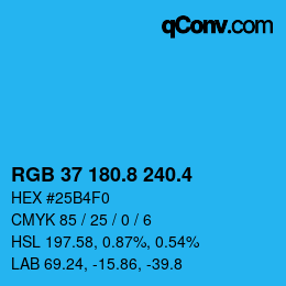 カラーコード: RGB 37 180.8 240.4 | qconv.com