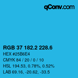 カラーコード: RGB 37 182.2 228.6 | qconv.com