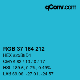 Color code: RGB 37 184 212 | qconv.com