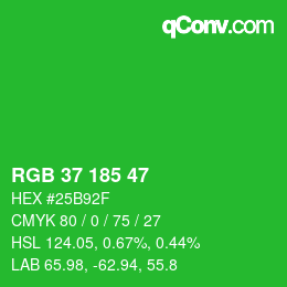 カラーコード: RGB 37 185 47 | qconv.com