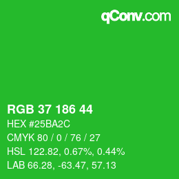 Color code: RGB 37 186 44 | qconv.com