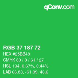 Farbcode: RGB 37 187 72 | qconv.com