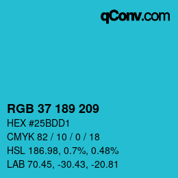 Color code: RGB 37 189 209 | qconv.com