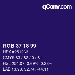 カラーコード: RGB 37 18 99 | qconv.com