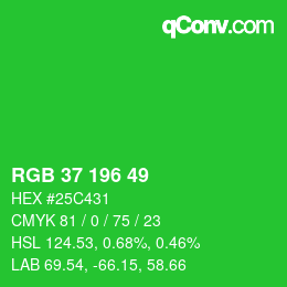カラーコード: RGB 37 196 49 | qconv.com