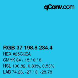 カラーコード: RGB 37 198.8 234.4 | qconv.com