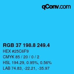 カラーコード: RGB 37 198.8 249.4 | qconv.com