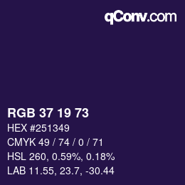 颜色代码: RGB 37 19 73 | qconv.com