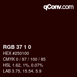 颜色代码: RGB 37 1 0 | qconv.com