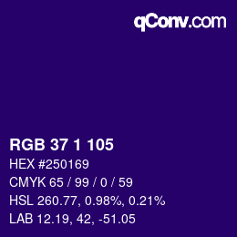 カラーコード: RGB 37 1 105 | qconv.com
