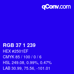 カラーコード: RGB 37 1 239 | qconv.com