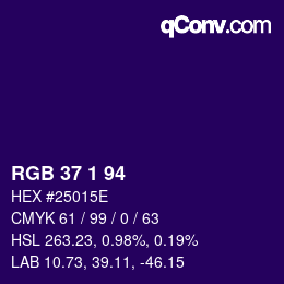 Color code: RGB 37 1 94 | qconv.com