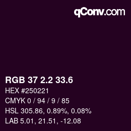 カラーコード: RGB 37 2.2 33.6 | qconv.com
