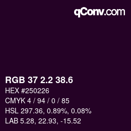 カラーコード: RGB 37 2.2 38.6 | qconv.com