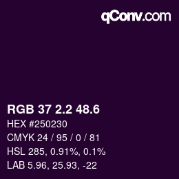 カラーコード: RGB 37 2.2 48.6 | qconv.com