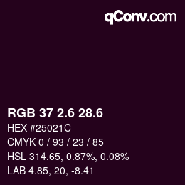 カラーコード: RGB 37 2.6 28.6 | qconv.com